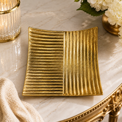 Deco-Platter Golden Square – Luxury Decorative Serving Tray for Dining & Home Décor - Habitt
