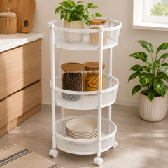 3-Tier Rotating Storage Rack with Wheels