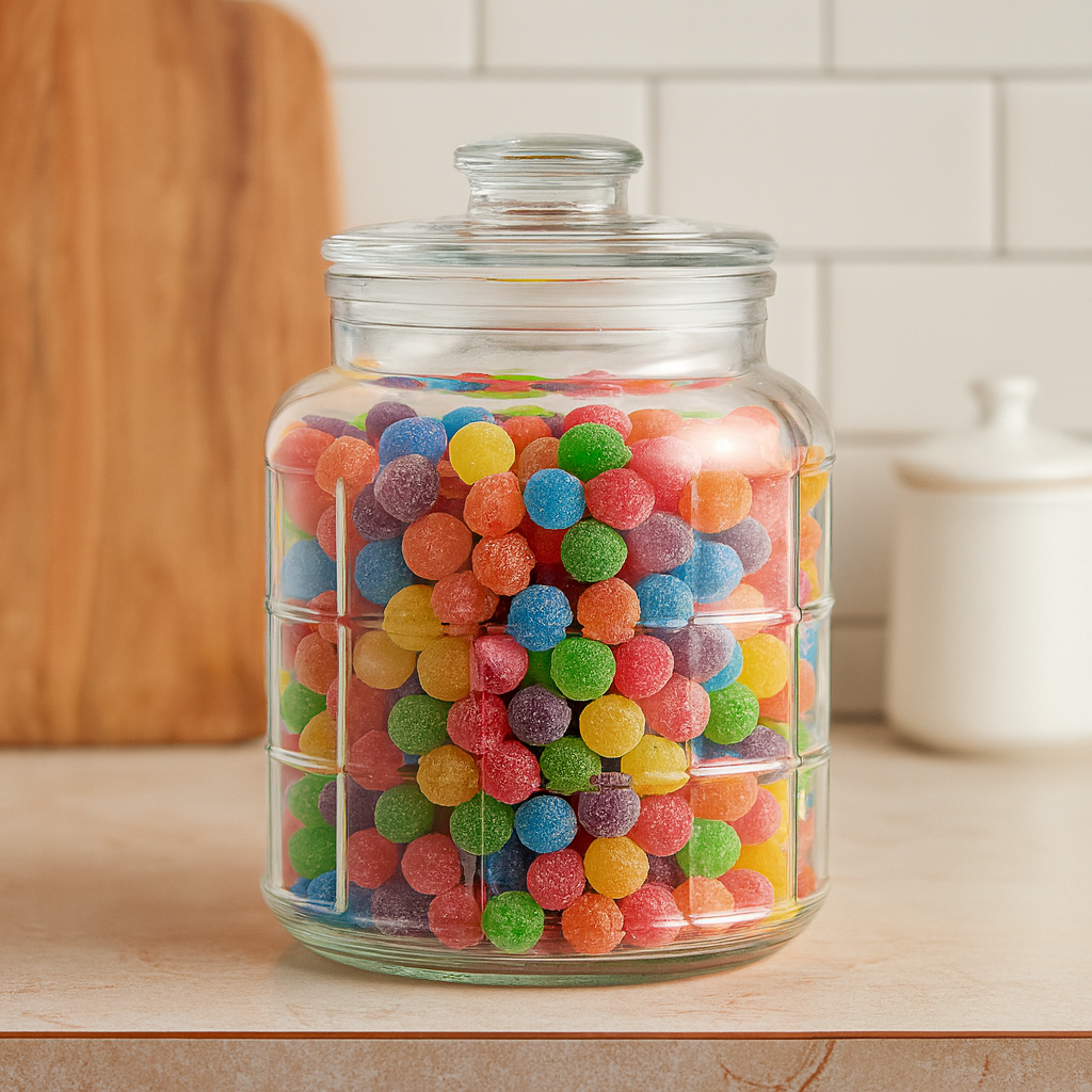 Clear Grid-Pattern Pressed-Glass Storage Jar with Lid – 2200 ml Airtight Kitchen Container