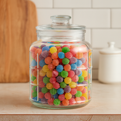 Clear Grid-Pattern Pressed-Glass Storage Jar with Lid – 2200 ml Airtight Kitchen Container