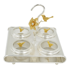 Elegant Silver Flower Dry Fruit Jar Set – 2, 3, 4 Pieces (Glass Inner)