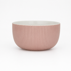 Blush Pink Ribbed Ceramic Bowl – Modern Textured Serving Bowl for Dining, Kitchen & Home Décor - Habitt