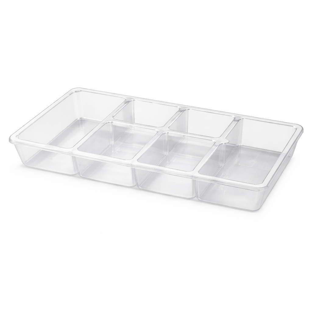 Plastic Partition Food Storage Box – Multi-Compartment Organizer Tray ...