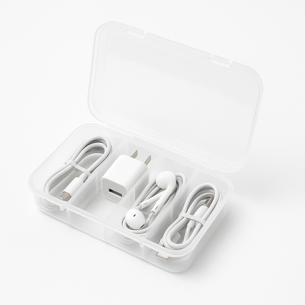 Multipurpose 4-Partition Storage Box – Transparent Organizer Case for Cables, Jewelry, Stationery &amp; Small Accessories&nbsp;