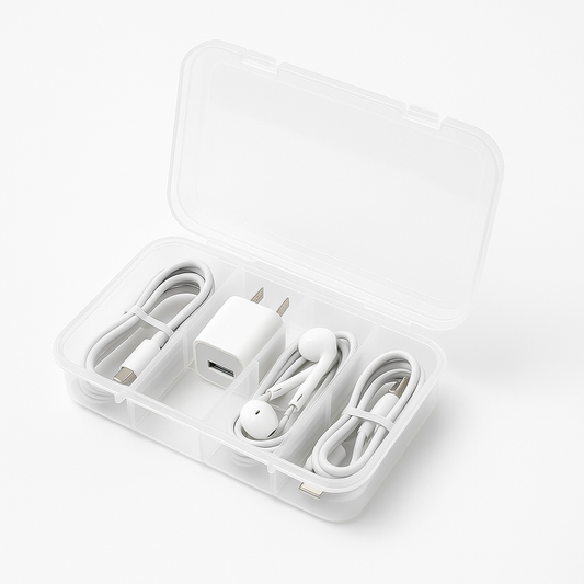 Multipurpose 4-Partition Storage Box – Transparent Organizer Case for Cables, Jewelry, Stationery &amp; Small Accessories&nbsp;