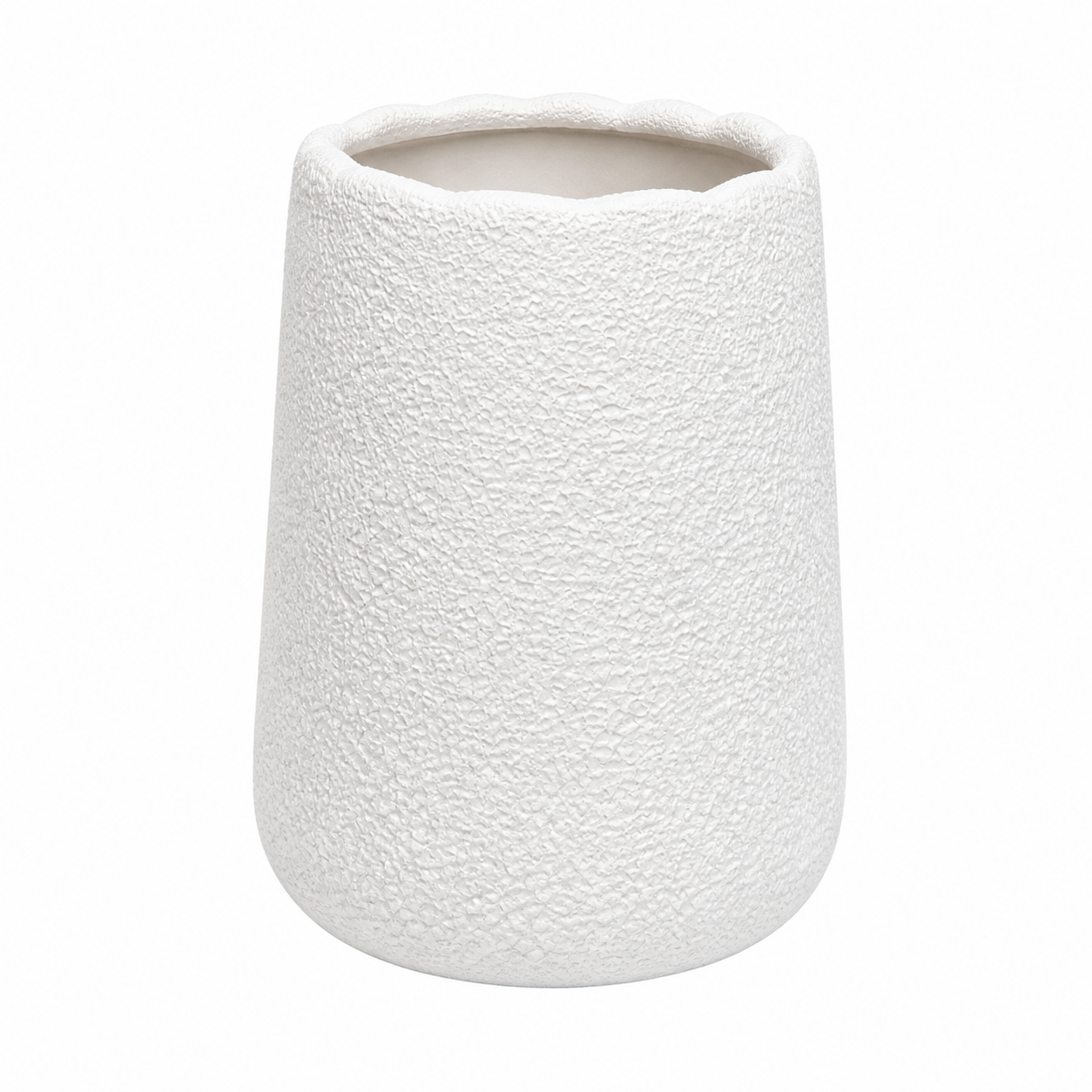 Textured White Coral Finish Medium Decorative Vase – Modern Artistic Home Accent - Habitt
