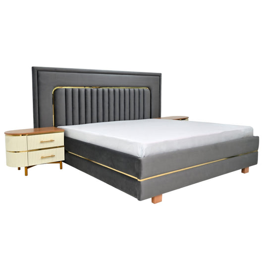 Arlen King Size Bed with 2 Side Table