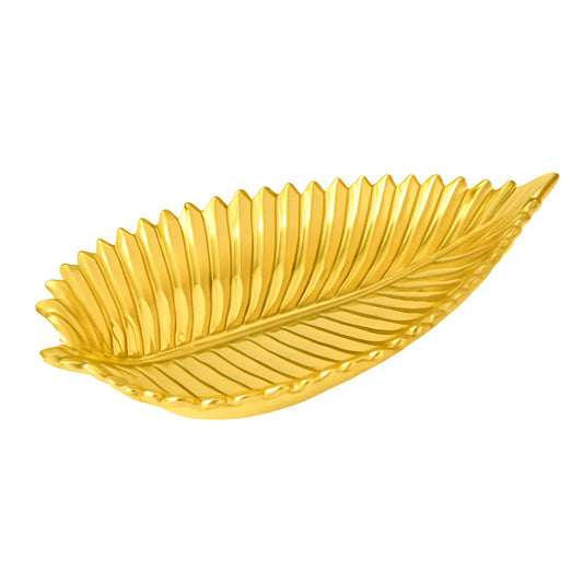 Super Dine Gold Leaf-Shaped Serving Tray – Decorative Flat Dish