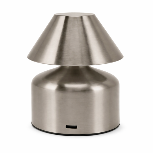 Modern Curve Style LED Table Lamp – Brushed Metal Rechargeable Ambient Touch Light - Habitt