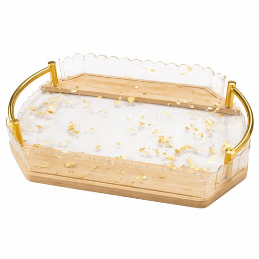 Premium Acrylic Tray Set (3 Pieces) with Elegant Golden Handles
