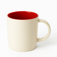 Cream and Red Ceramic Mug – Two-Tone Coffee & Tea Cup
