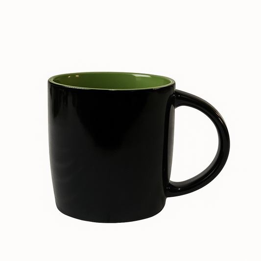 Black and Green Two-Tone Ceramic Mug – Glossy Coffee & Tea Cup