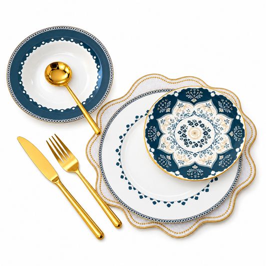 18 PCS Designer Plate Set – Elegant Dinnerware Collection for Table Setting