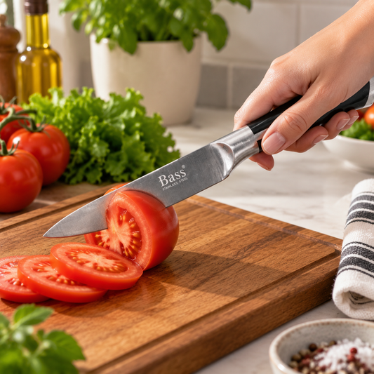 Bass Stainless Steel Kitchen Knife – 1 Piece (Black Handle)