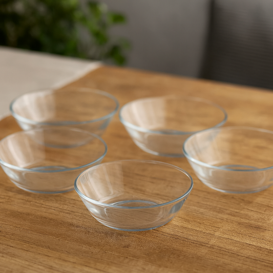 Clear Pressed-Glass Small Side Plate Set – 6 Pieces, 142 mm Diameter