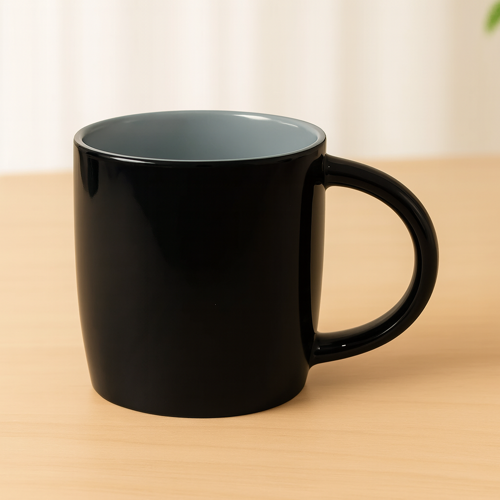 Glossy Black Ceramic Mug – Classic Coffee & Tea Cup