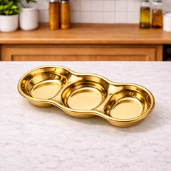 Golden 3 Partition Snacks Tray
