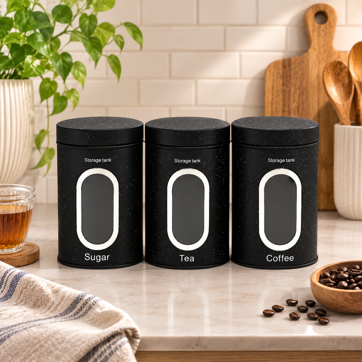 3-Piece Canister Set – Black