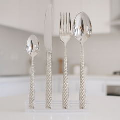 52-Piece ALPEN Cutlery Set – Silver Textured Handle Design
