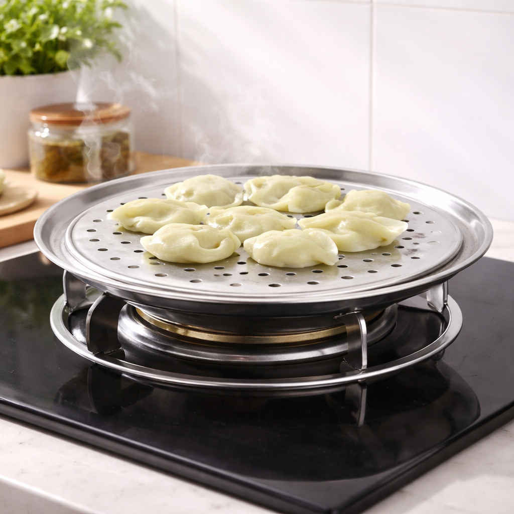 Stainless Steel Steamer Plate – Big Size Heavy-Duty Idli & Dum Cooking Stand - Habitt