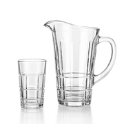 Vertical-Rib Cut Glass Water Set – 7-Piece Set (1.58 L Jug + 278 mL Glasses) - Habitt