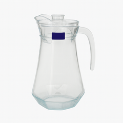 Clear Glass Jug 1300 ml with Hexagonal Base &amp; Easy-Pour Spout – Elegant Water & Juice Pitcher