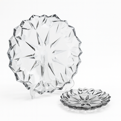 7-Piece Premium Coloured Cake Serving Set – Elegant 178/337 mm Diamond-Cut Plates in Gold & Silver