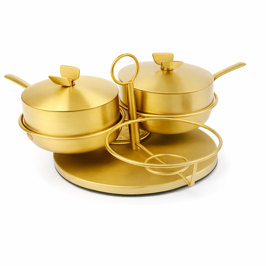 Golden 3 in One Rotating Seasoning Pot – Elegant Kitchen Spice Set