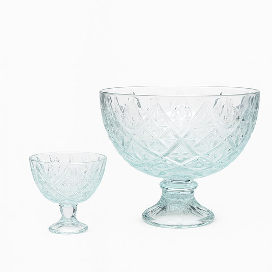 Clear Pressed-Glass Ice Cream Bowl Set – 7 Pieces (1 × 222.5/105 mm Small Bowls)