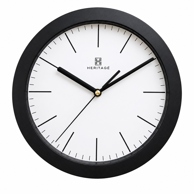 Heritage Squat Wall Clock – 9.75 Inch Plastic Frame