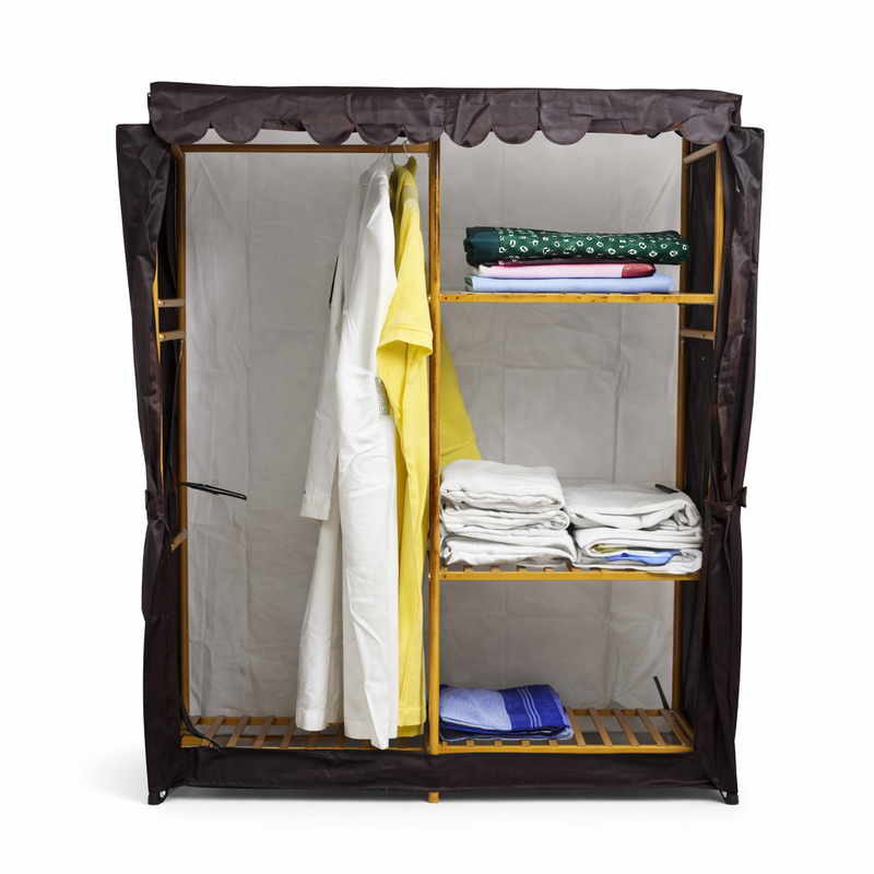 Bamboo Folding Wardrobe – Portable Fabric Closet Organizer - Habitt