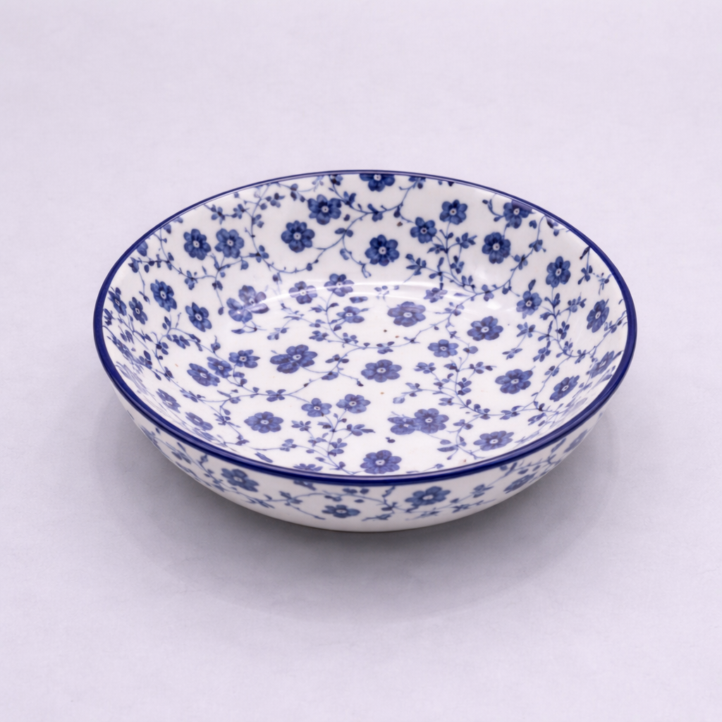 Blue Floral Deep Plate – Classic Printed Serving Plate - Habitt