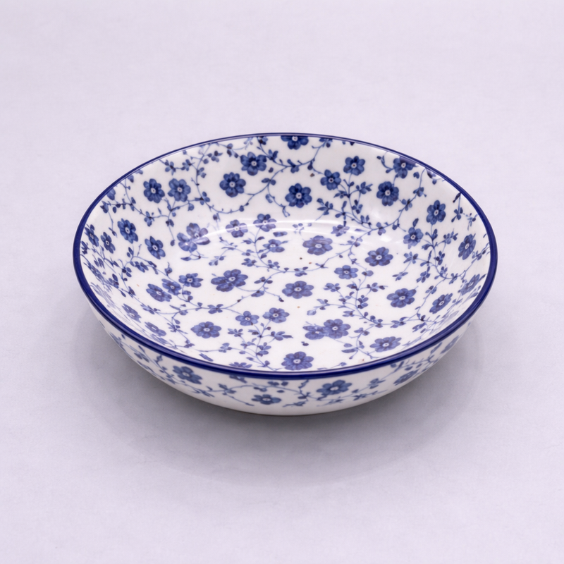 Blue Floral Deep Plate – Classic Printed Serving Plate - Habitt