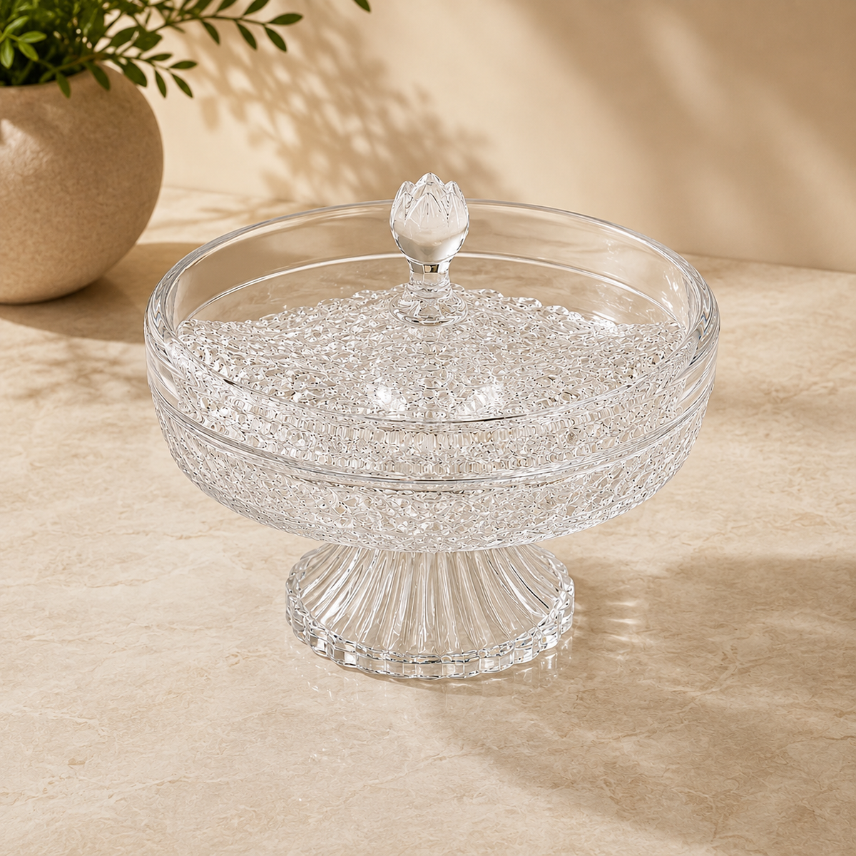 Crystal Dry Fruit Serving Dish with Stand – Small & Large