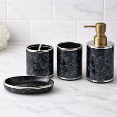 4-Piece Ceramic Bathroom 8-2 Set Black / White