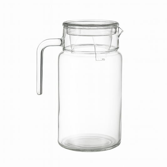 Clear Glass Jug 1700 ml / 1850 ml with Handle & Lid – Large-Capacity Water & Juice Pitcher - Habitt