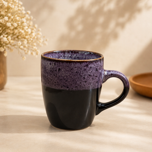 Dual Tone Purple & Black Coffee Mug – Textured Ceramic Tea & Coffee Cup - Habitt