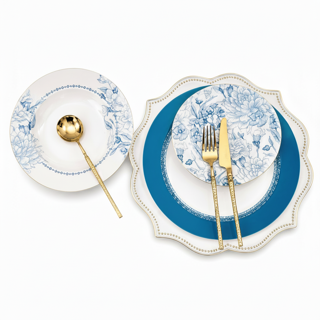 Premium 18-Piece Plate Set | Elegant Dining & Serving Collection