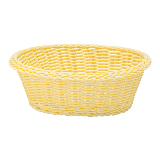 3-Piece Handwoven Oval Cane Bread Basket Set – Natural Light Beige Rattan Serving Baskets for Dining, Kitchen & Café Use