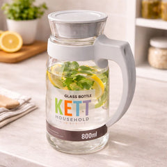 Glass Jug with Handle & Lid – Small, Medium & Large (800 ml, 1100 ml, 1400 ml)