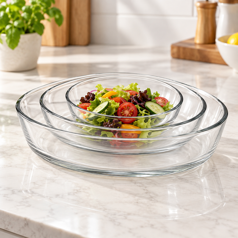 Oval Glass Dish Set 216mm / 262mm / 302mm – 3-Piece Serving Dish Set