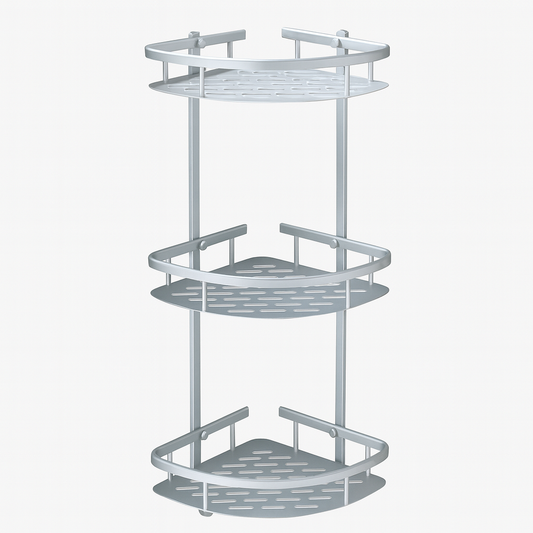 3-Tier Aluminum Corner Shower Shelf – Rustproof Bathroom Organizer