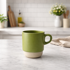 Minimalist Green Ceramic Mug 300 ml – Modern Matte Coffee & Tea Cup - Habitt