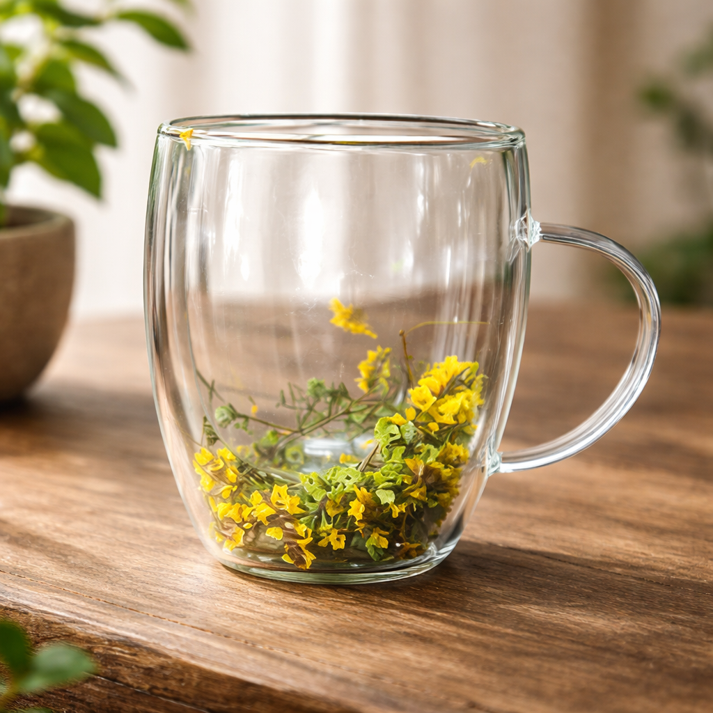 Flower Double Wall Glass Mug – Sunflower Floral Aesthetic Cup - Habitt