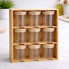 Jar Set Wooden – Multi-Layer Storage Organizer with Lids - Habitt