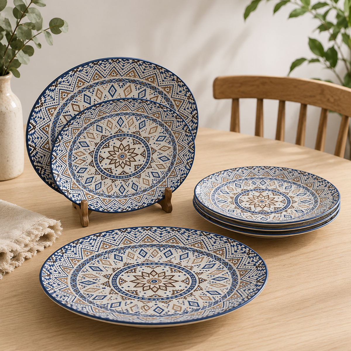 18-Piece Porcelain Dinner Set – 6 Person Serving | Moroccan Mosaic Collection