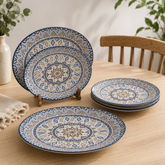 18-Piece Porcelain Dinner Set – 6 Person Serving | Moroccan Mosaic Collection