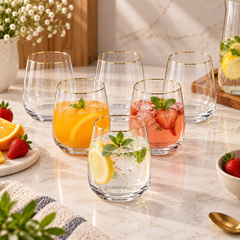 6Pcs Glass Set 360ml Gold Danny
