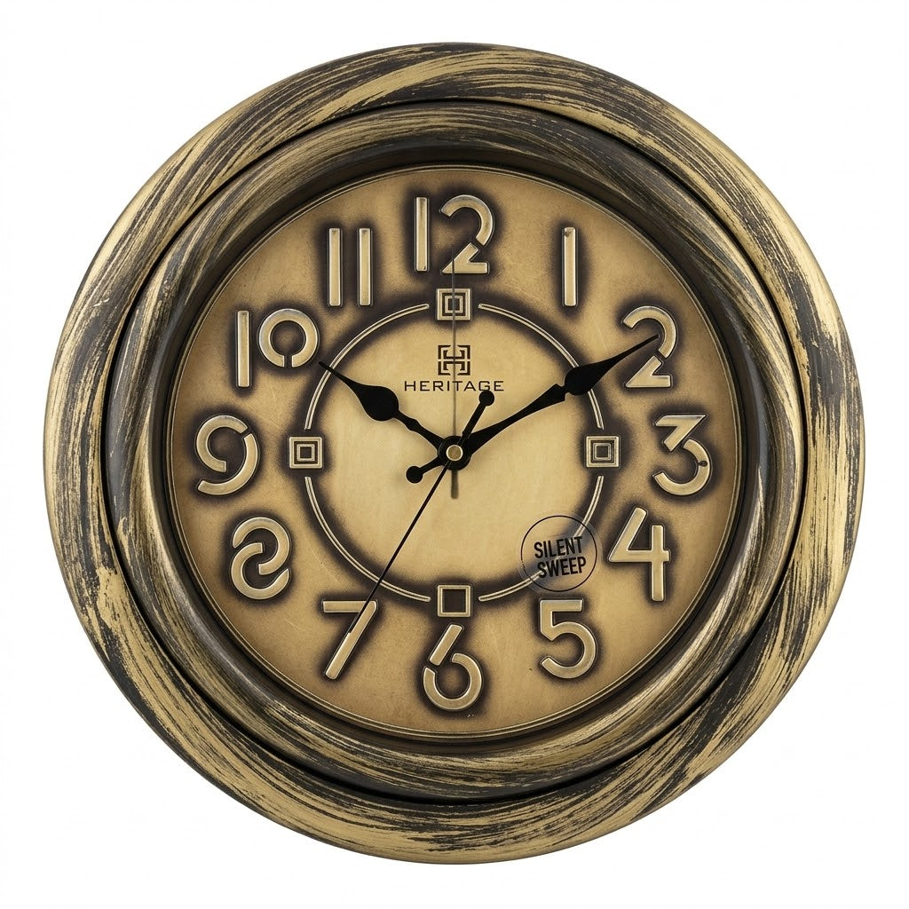 Oreo Wall Clock – 13.75-Inch Antique Brown Wall Clock with Plastic Frame and Roman/Standard Numerals - Habitt