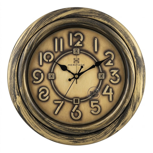 Oreo Wall Clock – 13.75-Inch Antique Brown Wall Clock with Plastic Frame and Roman/Standard Numerals - Habitt